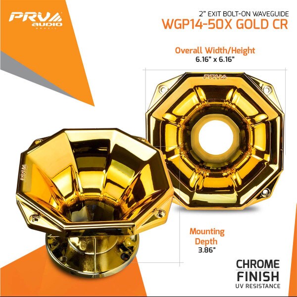 Main product image for PRV Audio WGP14-50X Gold Chrome 2" 45 x 45 Waveguide294-3464